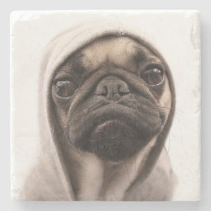 Porta-copo De Pedra Pug em um Hoodie
