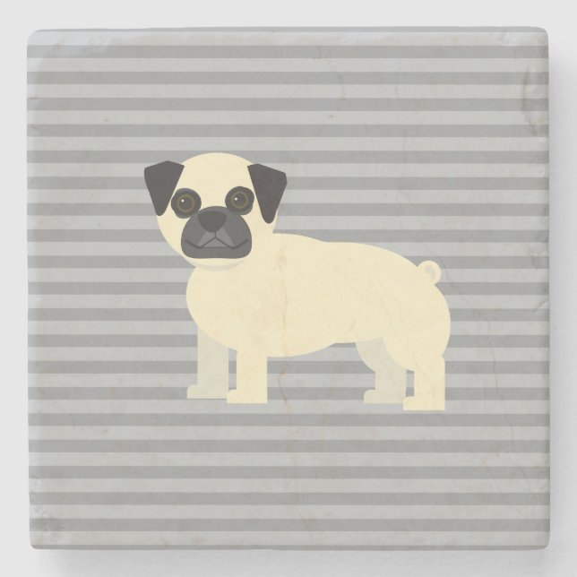Porta-copo De Pedra Pug Gray Lined (Frente)