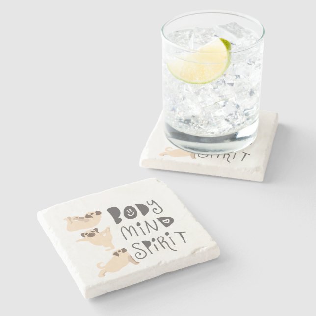 Porta-copo De Pedra Pugs de Ioga (Lateral)