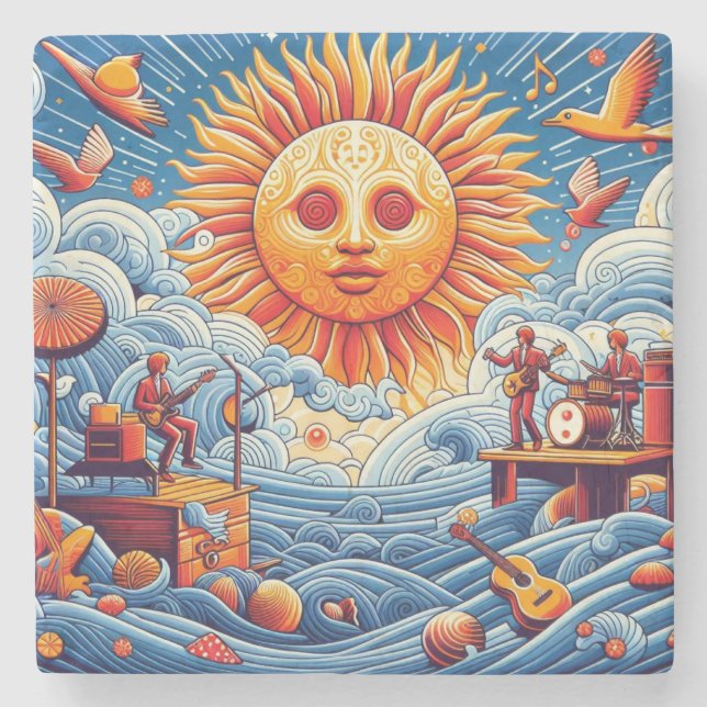 Porta-copo De Pedra Pulmão do Oceano Solto: Arte Vibrante no Festival  (Frente)