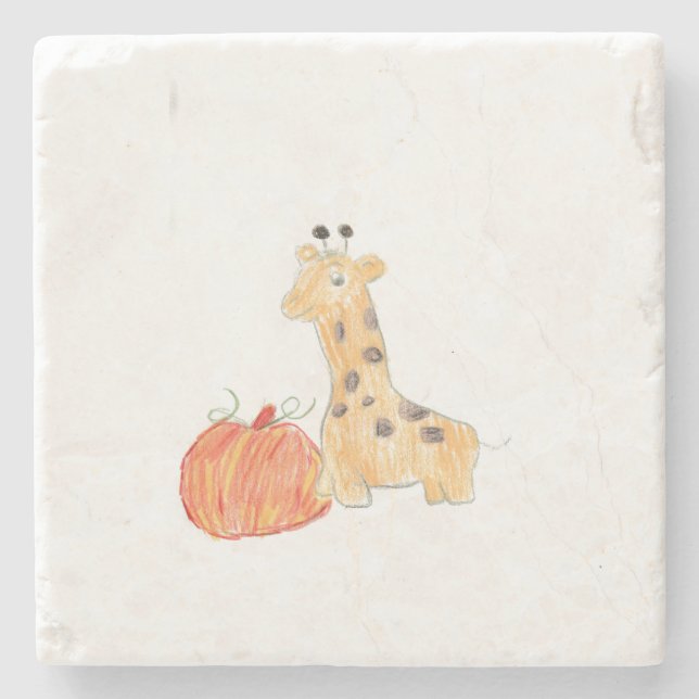 Porta-copo De Pedra Pumpkin de Queda com Girafa (Frente)