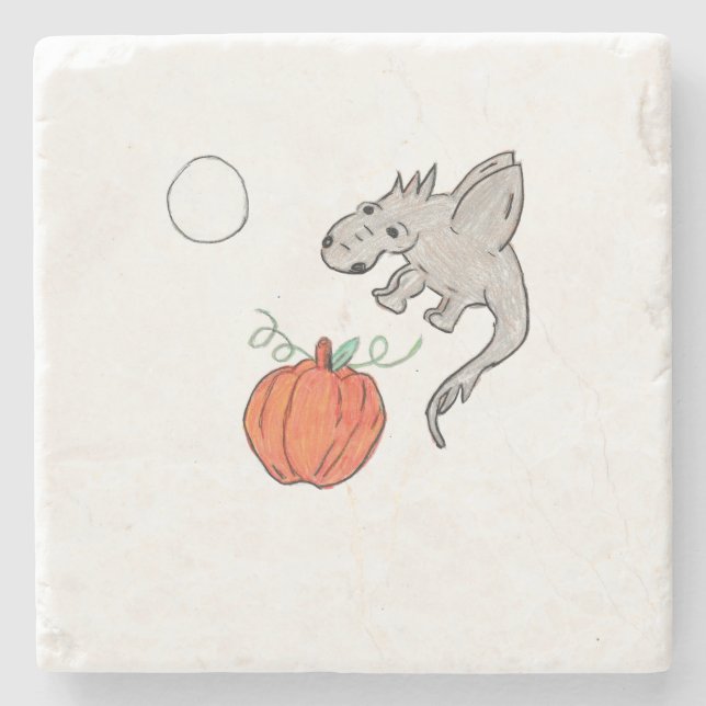 Porta-copo De Pedra Pumpkin Laranja com Dragão (Frente)