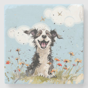 Porta-copo De Pedra Pup Feliz