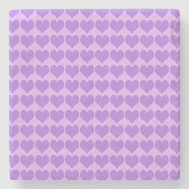 Porta-copo De Pedra Purple Hearts Seamless Pattern (Frente)