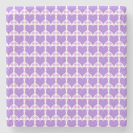 Porta-copo De Pedra Purple Hearts Seamless Pattern