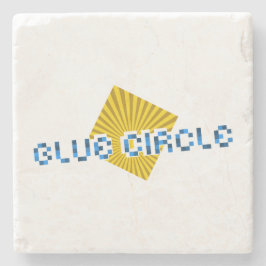 Porta-copo De Pedra Quadrado Amarelo com Feixes e Texto de Pixel Opost