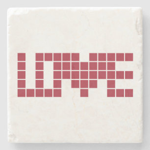 Porta-copo De Pedra Quadrados de letras de amor vermelho fofo