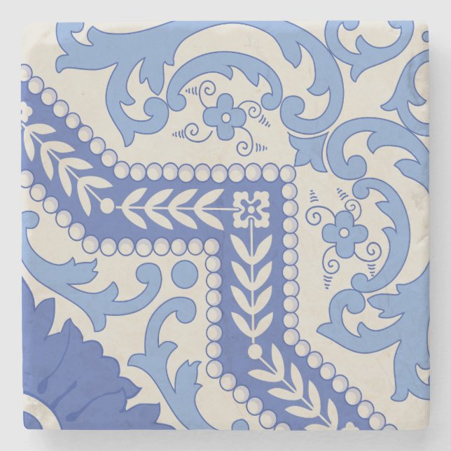 Porta-copo De Pedra Quadro botânico carregado (Frente)