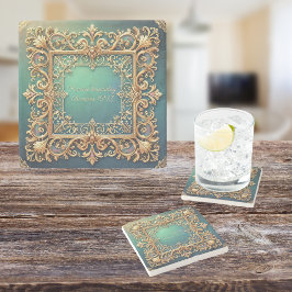 Porta-copo De Pedra Quadro Fillagree ao Quadrado Personalizável