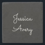 Porta-copo De Pedra Qualquer Nome | Legal Script Branco Editável em Pr<br><div class="desc">Seu nome ou qualquer outro texto em um estilo elegante de escrevendo.</div>