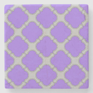 Porta-copo De Pedra Quatrefoil, roxo e cinza