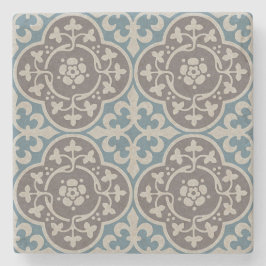 Porta-copo De Pedra Quatrefoils Floral Medieval