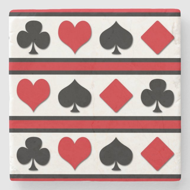 Porta-copo De Pedra Quatro naipes de cartão (Frente)