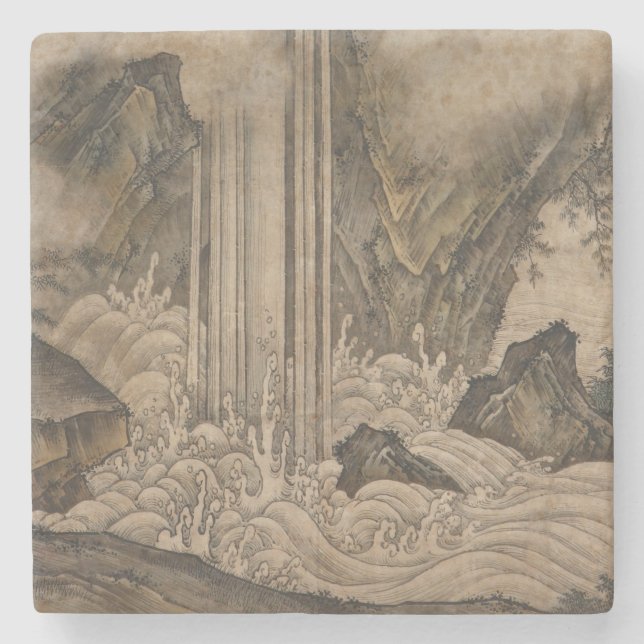 Porta-copo De Pedra Quebra d'água (Arte da Paisagem Japonesa) (Kano Mo (Frente)