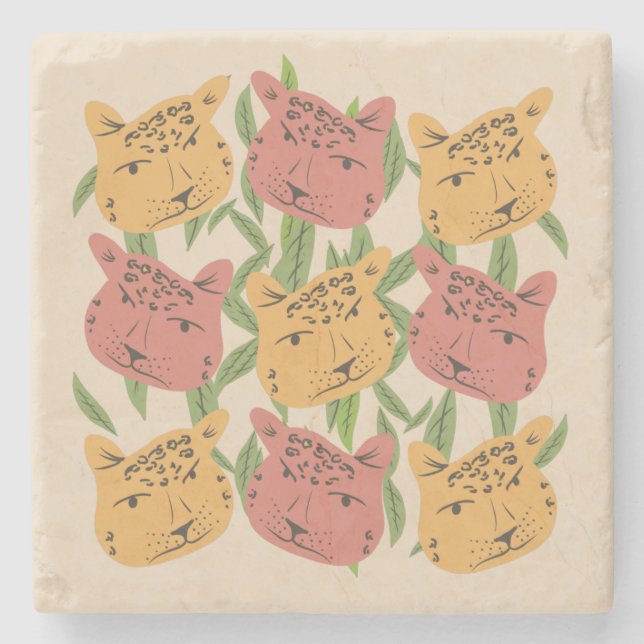 Porta-copo De Pedra Queijos Selvagens Plantas Verdes (Frente)