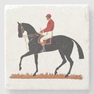 Porta-copo De Pedra Race Horse Derby Jockey Estilo Vintage