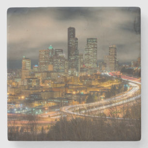 Porta-copo De Pedra Raias claras dos carros na noite