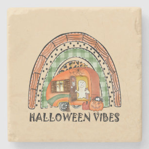 Porta-copo De Pedra Rainbow Halloween Vibes Camper/ Trailer