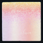 Porta-copo De Pedra Rainbow Pastel Girly Glitter Metal Monograma Nome<br><div class="desc">Arco-Íris Pastel Faux Folha de Folha Metálica Glitter Glitter Brutado Monograma Nome Azulejo Pedra. Isso faz a formatura perfeita,  doce aniversário de 16 anos,  casamento,  chá de panela,  aniversário,  chá de fraldas ou presente de festa de solteira para alguém que ama luxo de vidro e estilos quicos.</div>