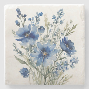 Porta-copo De Pedra Ramalhete de Flores Aquarela Elegante