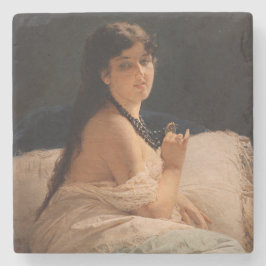 Porta-copo De Pedra Rapariga com Medalhão (por Gerolamo Induno)