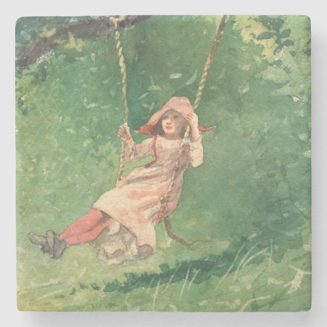 Porta-copo De Pedra Rapariga em um Swing (Infância Rural) (Winslow Hom (Frente)
