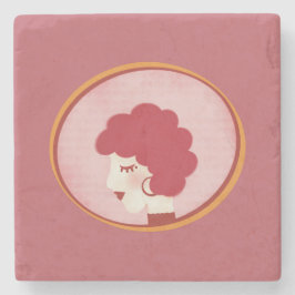 Porta-copo De Pedra Rapariga Ruiva no Espelho