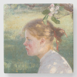 Porta-copo De Pedra Rapariga sob a árvore da maçã (por Danielson-Gambo