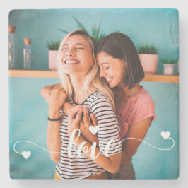 Porta-copo De Pedra Raparigas White Love Script Com Namorados De Coraç