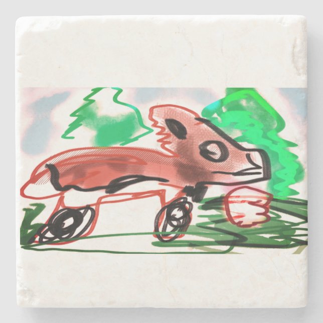 Porta-copo De Pedra Raposa na primavera (Frente)