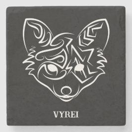 Porta-copo De Pedra Raposa Tribal Negra