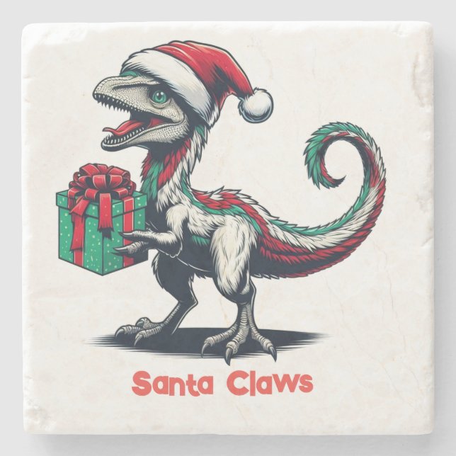 Porta-copo De Pedra Raptor de chapéu de Natal (Frente)