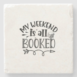 Porta-copo De Pedra Reading Art My Weekend Is All Booked