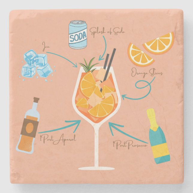 Porta-copo De Pedra Receita de Aperol (Frente)