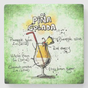 Porta-copo De Pedra Receita de Bebida Pina Colada