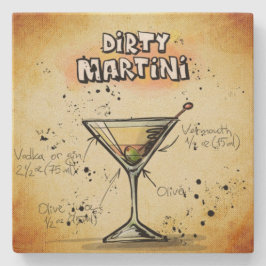 Porta-copo De Pedra Receita Dirty Martini Barman