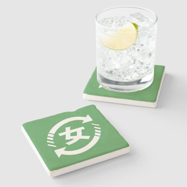 Porta-copo De Pedra Reciclar Japonês Girls | Símbolo Kanji Nihongo (Lateral)