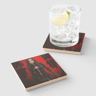 Porta-copo De Pedra Red Black stone coaster