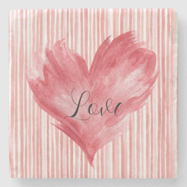 Porta-copo De Pedra Red Heart Flame Love