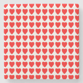 Porta-copo De Pedra Red Hearts Seamless Pattern