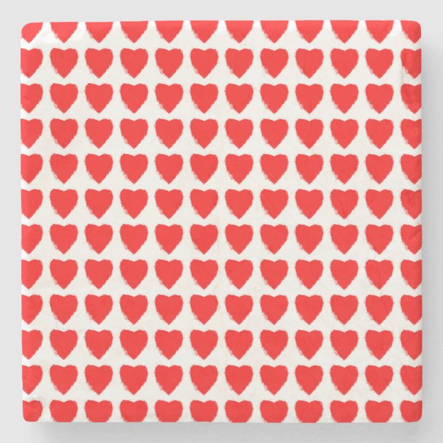 Porta-copo De Pedra Red Hearts Seamless Pattern (Frente)