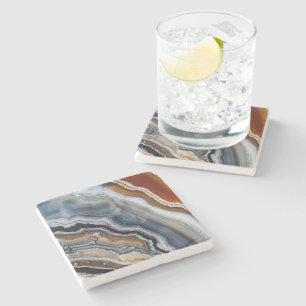 Porta-copo De Pedra Red Terracotta White Black Blue Agate Geode