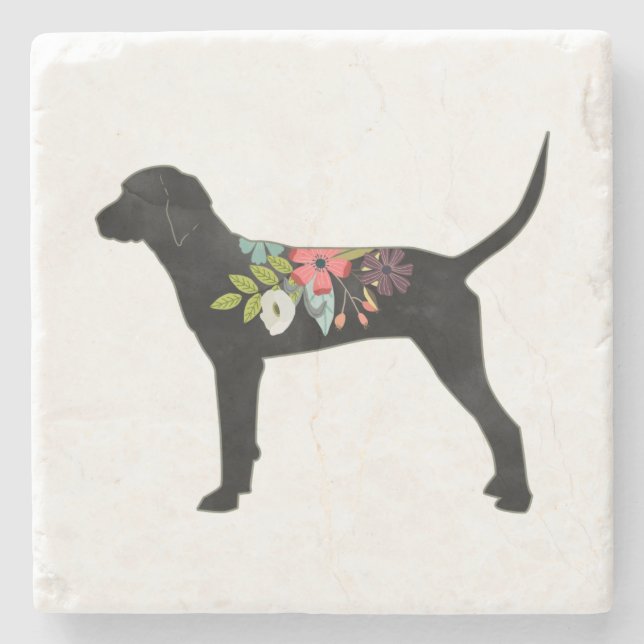 Porta-copo De Pedra Redbone Coonhound Breed Boho Foral Silhouette (Frente)