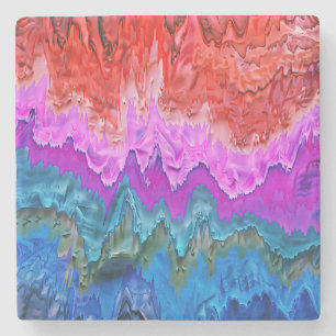 Porta-copo De Pedra "Reflexão Radiante" Arte Abstrato colorida