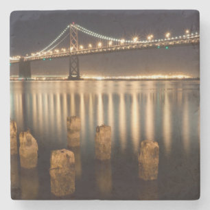 Porta-copo De Pedra Reflexões da noite da ponte da baía de Oakland