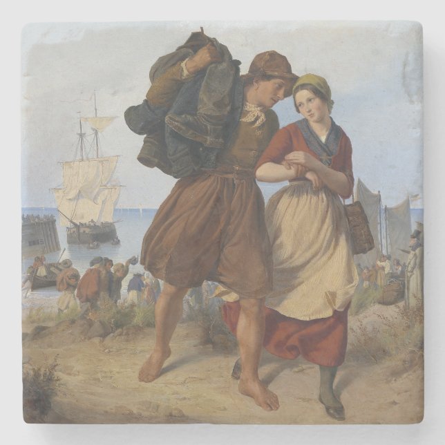 Porta-copo De Pedra Regresso do pescador (por Rudolf Jordan) (Frente)