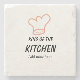 Porta-copo De Pedra Rei do chef de cozinha adicionar nome coroa ha