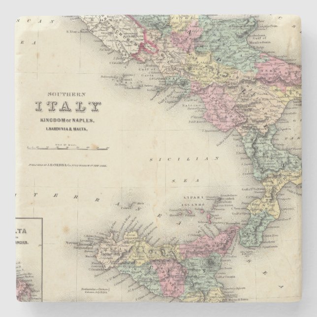 Porta-copo De Pedra Reino do sul de Italia de Nápoles (Frente)