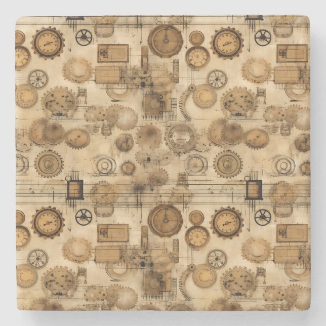 Porta-copo De Pedra Relógio Russo Steampunk Grunge (4) (Frente)