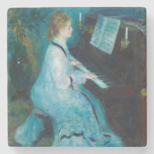 Porta-copo De Pedra Renoir Mulher na Pintura Piano de Belas Artes